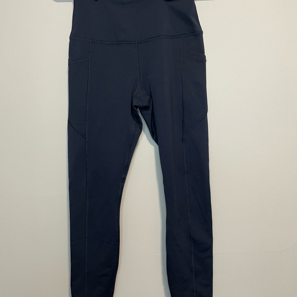 Navy Blue High-Waisted Fleece Lined Leggings